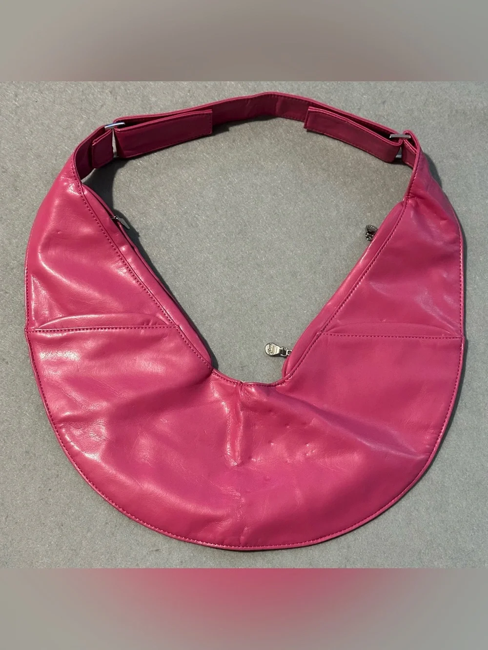 Fuchsia Crescent Hobo Shoulder Bag